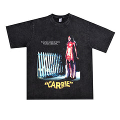 Film Star T Shirt Movie Witch Carrie Cotton Loose Nostalgic Short Sleeve American T-shirt Men and Women