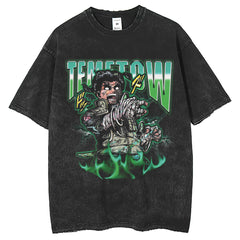 Men T Shirts Hokage Casual Loose Short Sleeve Washed Old Crew Neck