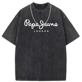 Men T Shirts Pure cotton round neck short-sleeved T-shirt women's washed and old