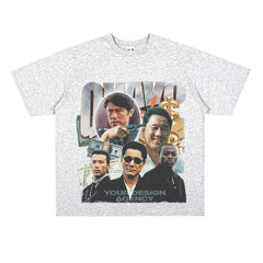 Film Star T Shirt Loose Japanese Style Retro Street Cotton T-shirt Men