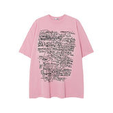 Camisas Vintage Hombre Vintage Alphabet Graffiti Short Sleeve T-Shirt oversize