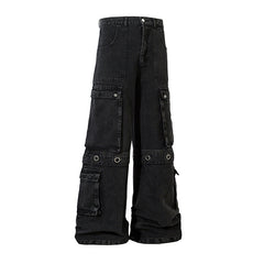 American Men Jeans Straight Jeans Loose Casual Wide Leg Pants