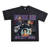 Film Star T Shirt Loose American Retro Street Cotton T-shirt for Men and Women