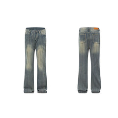 American Mens Jeans Vintage Washed Wide Leg Jeans