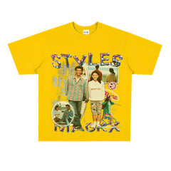 Film Star T Shirt Loose Heavy Crew Neck Street T-shirt