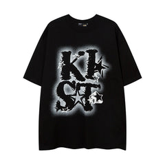 Camisas Vintage Hombre Graffiti Letter Short Sleeve T-Shirt Loose oversize