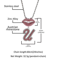 Jewelry Hip Hop Diamond Letter Fashion Lips Necklaces Spectrum St. Valentine's