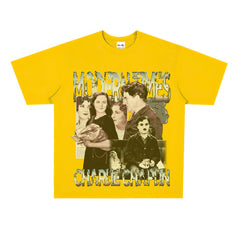 Film Star T Shirt Movie Chaplin Modern Era Loose Retro Street Cotton T-shirt