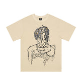 Juice WRLD T Shirt Revenge Juice WRLD Sketchman Painting Printing Hip Hop T-shirt Loose