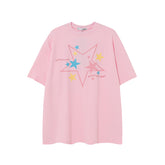 Camisas Vintage Hombre Hip Hop Dopamine Star Letter Print Short Sleeve T-Shirt