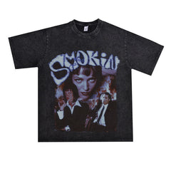 Film Star T Shirt Cotton Short Sleeve Loose round Neck Retro Design T-shirt