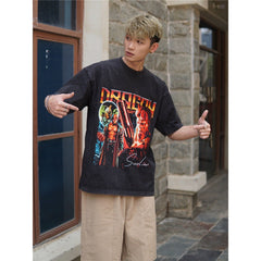 Film Star T Shirt Movie Hellboy Street Style Short Sleeve Loose American Print T-shirt Men and Women