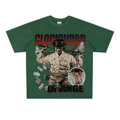 Film Star T Shirt Loose American Retro Street Cotton Crew Neck Personality T-shirt Men and Women