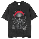 Men T Shirts Hip Hop Washing Water Old Prints