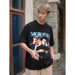 Film Star T Shirt Edward Short Sleeve Loose Retro American Street T-shirt Men and Women