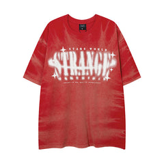 Camisas Vintage Hombre Vintage Washed Old Letter Print Short Sleeve T-Shirt