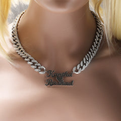 Jewelry Hip Hop Stainless Steel Diamond Pendant Letter Cuban Necklace Customized Word Up