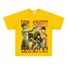 Film Star T Shirt Loose American Retro Street round Neck T-shirt Men and Women