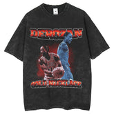 Men T Shirts Printed Old Washed Water Fried Snowflake T-Shirt