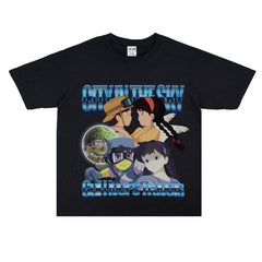 Film Star T Shirt Movie Sky City Loose American Retro Street Cotton Personalized T-shirt for Men and Women