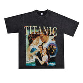 Film Star T Shirt Movie Titanic Street Style Short Sleeve Loose Retro American Print T-shirt Men and Women