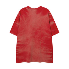 Camisas Vintage Hombre Vintage Washed Old Letter Print Short Sleeve T-Shirt