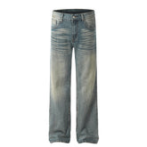 American Mens Jeans retro washed and made old micro-pull trousers