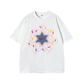 Camisas Vintage Hombre Vintage Star Patch Hip Hop Short Sleeve T-Shirt