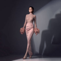 Emily Ratajkowski Dress Sexy Feather Hip Ball Stitching Dress