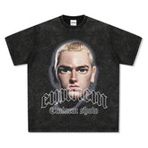 Detroit Eminem T Shirt Eminem Print Hip Hop Wash Old T-Shirt