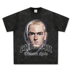 Detroit Eminem T Shirt Eminem Print Hip Hop Wash Old T-Shirt