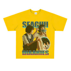 Film Star T Shirt Sea Street Diary Loose Retro Street Pure Cotton American T-shirt Men and Women