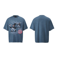 80s Casual Classics Shirts Cat Letter Print Loose Crew Neck Short Sleeve T-Shirt