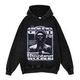 Men Hoodie Rapper Mars Print Washed Loose Street Vintage
