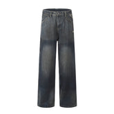 American Mens Jeans Make Old Washed Wide Leg Tie-Dyed Jeans