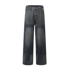 American Mens Jeans Make Old Washed Wide Leg Tie-Dyed Jeans