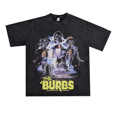 Film Star T Shirt Movie Hell-Coming Pure Cotton Loose Nostalgic Short Sleeve Retro Trendy T-shirt Men