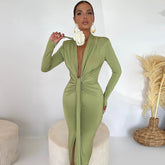 Emily Ratajkowski Dress Pleated Slim Fit Slimming Elegant Dress Padded Shoulder Dress