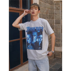 Film Star T Shirt Cotton Loose Nostalgic Short Sleeve American Retro Fashion Printed Design T-shirt for Men