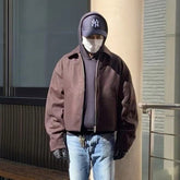 Men Jacket Splicing Design Neutral Woolen Unisex Short Jacket