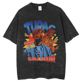 Men T Shirts Fried Snowflake Washing T-Shirt Vintage Hip Hop Street Old