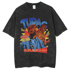 Men T Shirts Fried Snowflake Washing T-Shirt Vintage Hip Hop Street Old