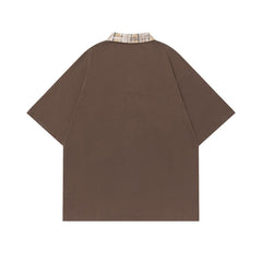 Ellie Seattle Shirt Vintage Plaid Lapel Embroidered Polo Shirt