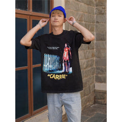 Film Star T Shirt Movie Witch Carrie Cotton Loose Nostalgic Short Sleeve American T-shirt Men and Women