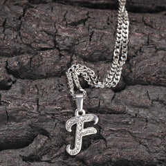 Jewelry Titanium Steel Diamond Flower Body 26 Letters A~ Z Pendant Necklace Alphabet Pieces