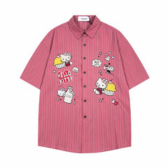 Ellie Seattle Shirt Cartoon Striped Summer Short Sleeve Shirt