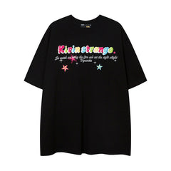 Camisas Vintage Hombre Color Star Letter Short Sleeve T-Shirt