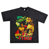 Film Star T Shirt Mike Tyson Washed Distressed T-shirt Short Sleeve Loose
