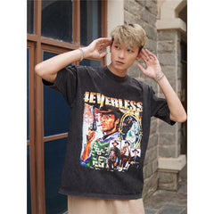 Film Star T Shirt Cotton Short Sleeve Loose Retro Design T-shirt