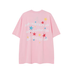 Camisas Vintage Hombre Hip Hop Dopamine Star Letter Print Short Sleeve T-Shirt